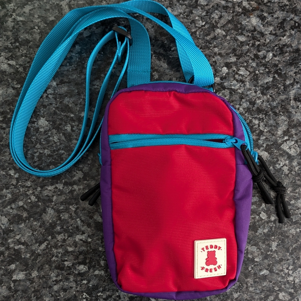 Teddy Fresh Red, Purple & Teal Mini Crossbody Bag